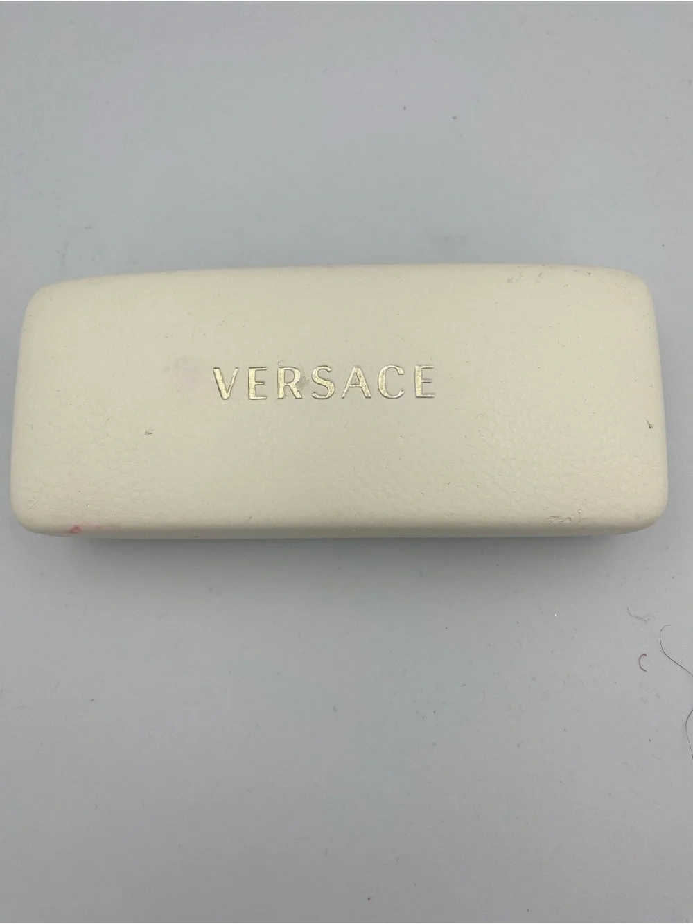 Versace Cream Sunglasses Case with Gold Logo